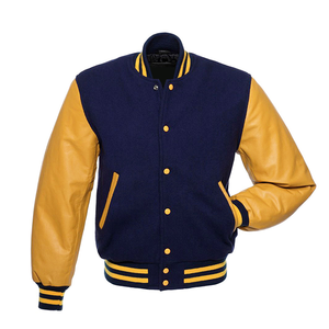 Blouson aviateur universitaire noir veste Letterman avec manches en cuir vente en gros veste universitaire en cuir letterman personnalisée pour hommes - Product Image 1