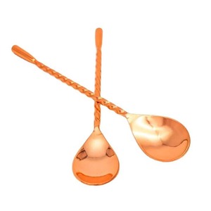 Cuchara de barra de cobre de lujo con tamaño personalizado y mango de metal trenzado para cóctel, café, helado, sopa, mezcla en fiestas - Product Image 4