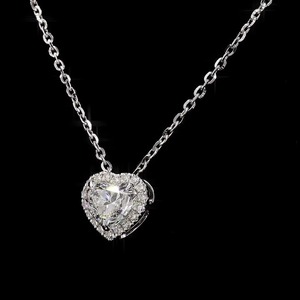 Collier pendentif en diamant de laboratoire en forme de coeur de 1.19 ct or blanc 14 carats bijoux légers à porter quotidiennement - Product Image 4