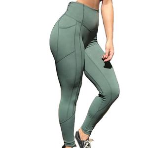 New Fitness Leggings Gym Sports Seamless High Waist Yoga Tights <b>Women</b> Drawstring Ribbed Leggings - Product Image 1