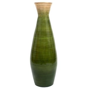Vase moderne en bambou filé Décoration intérieure en céramique vert brillant avec design floral Taille personnalisée du Vietnam - Product Image 2