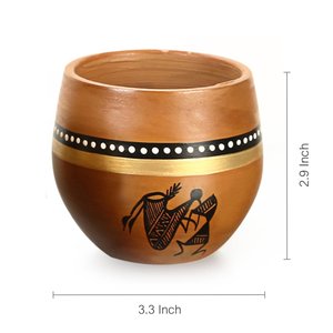Tasse à thé en terre cuite avec design d'art tribal à vendre tasse à thé marron peinte à la main pour la maison et le restaurant Offre Spéciale - Product Image 2