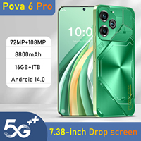 Téléphone Tecno OEM POVA6 Pro 6,8 pouces HD OLED 90Hz 5G Double SIM Android 14 Decacore Snapdragon Appareil photo 108MP Version Globale Anglaise