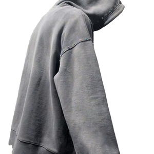 Sweats à capuche en strass de haute qualité sweat à capuche unisexe personnalisé Double fermeture éclair à capuche poids lourd haute qualité sweat-shirt délavé au soleil - Product Image 6