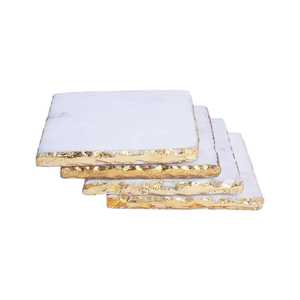 Luxury <b>White</b> Stone <b>Coaster</b> with Gold Edge For Table Decor & Promotion Gift at Reasonable Price - Product Image 3