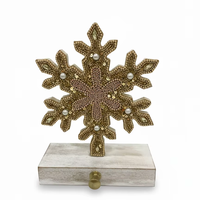 Ornement de Noël Art Déco fait main avec perles, thème nature, en bois, pour table, personnalisable, de haute qualité, décoration de luxe