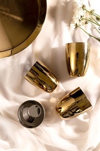 Vaso de chupito de latón y vidrio hecho a mano con estilo antiguo para un aspecto atemporal y refinado Faizacraft de metal - Product Image 2