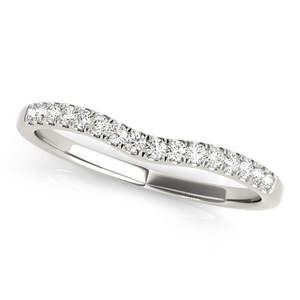 แหวนแต่งงานทองคำขาว 18K ประดับเพชรทรงโค้ง 0.12 กะรัต - Product Image 2