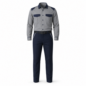 Conjunto de Camisa y Pantalón de Uniforme de Guardia de Seguridad de Manga Larga Gris Marino Personalizado con Cinturón para Personal de Patrulla de Instalaciones, Fabricante Mayorista - Product Image 1