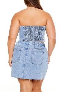 Top de tubo de mezclilla reelaborado de talla grande, recién llegado, Top de tubo de mezclilla transpirable, Top de tubo de mujer personalizado a un precio barato - Product Image 5