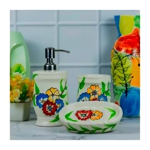 Ensembles d'accessoires de salle de bain en céramique trois pièces en gros avec des caractéristiques imperméables et écologiques pour les détaillants et les hôtels - Product Image 1