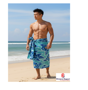 Men Hawaiian Pareo Polynesia Sarong Lightweight Chiffon Fabric <b>Floral</b> Beach Wrap - Product Image 5