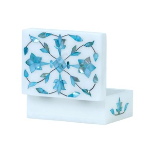 Boîte à bijoux carrée moderne en marbre Stonecrafts International, la plus vendue, avec travail en nacre et options personnalisables pour filles - Product Image 2