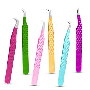 Juego de pinzas para extensiones de pestañas, material de acero inoxidable con espejo de pestañas, productos personalizados, accesorios para pestañas - Product Image 1
