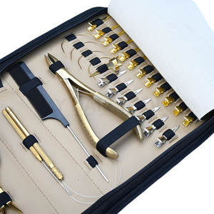 Kit d'outils d'installation et de retrait d'extensions de cheveux en or de luxe, ensemble de coiffure professionnel complet - Product Image 2