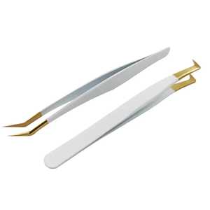 Pinzas de Acero Inoxidable Profesionales Rosadas con Logotipo Personalizado, Pinzas para Extensión de Pestañas de 90 Grados, Herramientas de Precisión con Puntas de Fibra Duraderas - Product Image 3