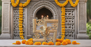 Latón hecho a mano Ganesha Idol estatua colgante de pared diseño Art Deco para puerta Interior o decoración de regalo - Product Image 6