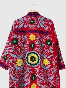Chaqueta de Terciopelo con Bordado Floral, Cuello Mandarín, Manga Larga, Estilo Prairie Chic, Talla Grande, Ropa de Invierno para Mujer - Product Image 4