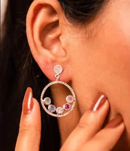 925 Sterling Silver Turquoise Gemstone Boucle D'oreille Plaqué Or Poire Coupe avec Lunette Réglage À La Mode Bijoux De Mariage pour les Femmes - Product Image 2