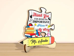 Regalo personalizado de madera para maestros de manzana grabado nombre placa de agradecimiento decoración de aula - Product Image 4