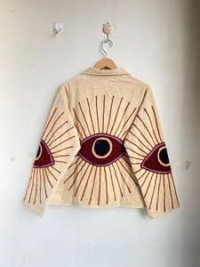 Veste Beige mauvais œil Halloween Suzani veste Boho manteau d'hiver manteau de broderie cadeau de fête de Noël vêtements d'extérieur décontractés superposition - Product Image 3