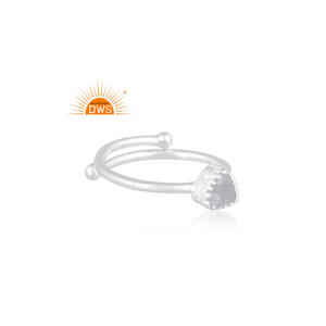 Anillo apilable de plata fina de quamarina natural, joyería personalizada - Product Image 3