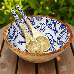 ชุดชามเคลือบทำจากไม้แบบมินิมอลเครื่องใช้สำหรับงานปาร์ตี้เครื่องใช้สำหรับเสิร์ฟอาหารเป็นมิตรกับสิ่งแวดล้อมทำด้วยมือน้ำหนักเบา - Product Image 1