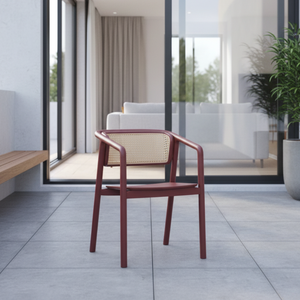 Modern Natural Rattan <b>Dining</b> <b>Chair</b> Solid Wood Frame Terracotta Finish for Home Apartment Warehouse Restaurant Hotel Cafe Use - Product Image 1