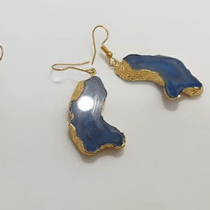 ต่างหูหินอาเกตสีชมพูขอบหยักแบบ Double Bails ต่างหูหินอาเกตดิบทำมือ ต่างหูหินอาเกตธรรมชาติทำมือ - Product Image 3