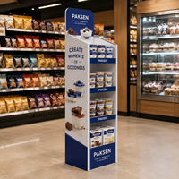 Unités de supports de présentoir d'aliments en carton ondulé personnalisé pour croustilles de supermarché étagères de présentation de biscuits en carton FSDU