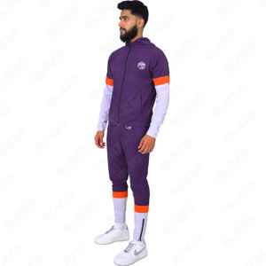Fabricant de survêtements personnalisés Veste zippée brodée Ensemble de jogging Pantalon de survêtement en nylon à blocs de couleurs Survêtements coupe-vent pour hommes - Product Image 2