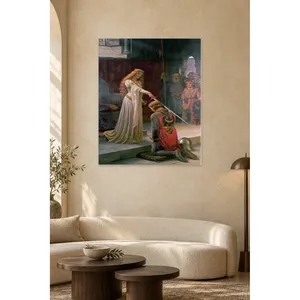 Fida Leighton, dame chevalière accoudant un chevalier à genoux, impression sur toile - Product Image 3
