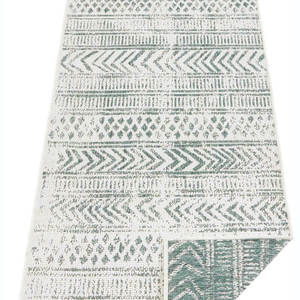 Indoor-<b>Outdoor</b> Reversible Geometric Green <b>Rug</b> by Netline Home Tufted Polypropylene Door Mat - Product Image 6
