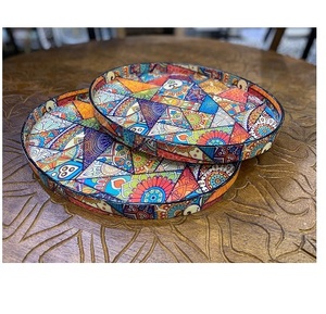 Plateau de service et assiette de présentation en bois d'acacia et plastique biodégradable à motif végétal pour aliments, fruits, collations, amuse-gueules - Product Image 2