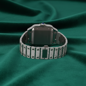 นาฬิกาหรูหราทรงสี่เหลี่ยมประดับเพชรโมอิสซาไนต์ ตัวเรือนสแตนเลสสตีล หน้าปัดสีเขียวแบบโรมัน พร้อมวันที่ กระจกแซฟไฟร์ กันน้ำ เหมาะสำหรับใส่เป็นเครื่องประดับ - Product Image 5