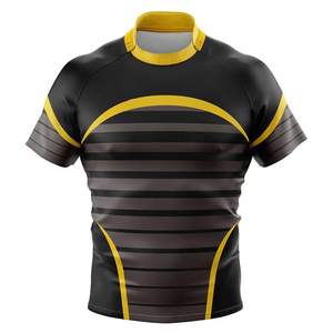 Cómodo diseñe su propio logotipo Camiseta de rugby de media manga Venta caliente Cómodo Hombres Rugby Jersey Camisetas Tops Servicio OEM - Product Image 1