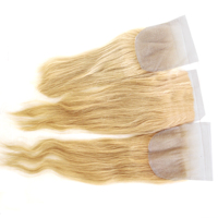 Closure frontale en cheveux humains vierges vietnamiens 100% naturels, ondulés HD doux, base en soie, blond 613, tailles disponibles