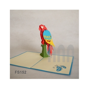 Custom Printed 3D Pop-up Parrot Greeting <strong>Cards</strong> <strong>Handmade</strong> Magnesia Crafts From Vietnam Gift for Friends and Family