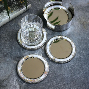 Brass Coaster 4 Inch <b>Round</b> and Shape Coasters 6Pcs/Lot Creative Drink Coasters Set Customized Design Piece - Product Image 1