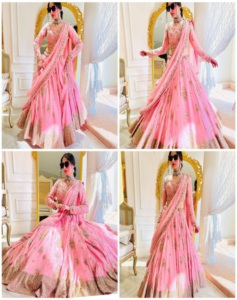 Élégant renard Georgette Lehenga Choli paillettes de broderie pakistanaise indienne à la mode fonctionnent avec Cancan et toile Patta - Product Image 1