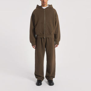 Sweat à capuche surdimensionné en coton imprimé personnalisé 500 Gsm sweat à capuche pour homme sweat-shirt à capuche zippé vierge en molleton épais sans ficelle - Product Image 6