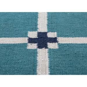 Tapis en laine géométrique classique bleu Alhambra, viscose PP, rectangulaire, pour salon, couloir, motif abstrait - ADWL-13125 - Product Image 3