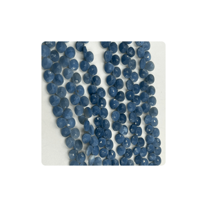 Perles de briolette en opale bleue naturelle, facettées, en forme de cœur, 7 mm environ, brin de 8 pouces, qualité supérieure certifiée - Product Image 4