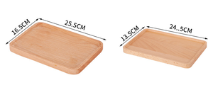 Juego de bandejas rectangulares de madera de haya natural - Plato minimalista de madera para té y café - Bandejas ecológicas para alimentos y organizadores - Product Image 2