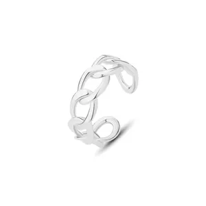 Envío Directo joyería 925 Plata 18K chapado en oro forma trenzada abierto Ajustable moda anillos gruesos para mujeres