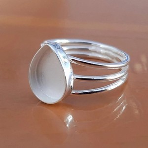 Vente en gros 925 Sterling Silver Triple Band Ring Poire 5x7mm Bezel Cup Blank Collet Ring DIY Handmade Jewelry Base Ring Supplies - Product Image 6
