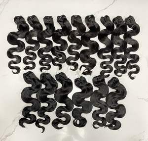 Cuerpo ondulado doble dibujado doble trama 100% extensiones de cabello humano vietnamita cutícula alineada tejido cabello buen precio para mujeres negras - Product Image 1