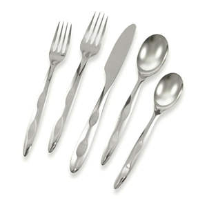 Élégant ensemble de couverts ton argent 5 pièces avec poignées martelées couverts de style américain haut de gamme pour salle à manger et cuisine - Product Image 1