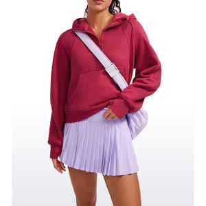 เสื้อฮู้ดซิปครึ่งหน้าทันสมัยมีฮู้ดแฟชั่นเสื้อฮู้ดครึ่งซิปสำหรับผู้หญิงโอเวอร์ไซส์ - Product Image 5