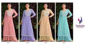 Support de vêtements spéciaux/tenue de créateur à feuilles persistantes pour adultes costume lourd Georgette Salwar avec broderie de séquence à vendre - Product Image 6